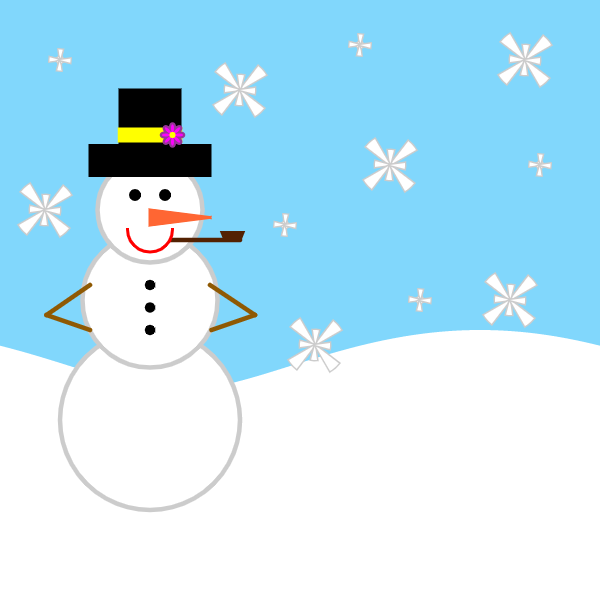 snowman and flakes