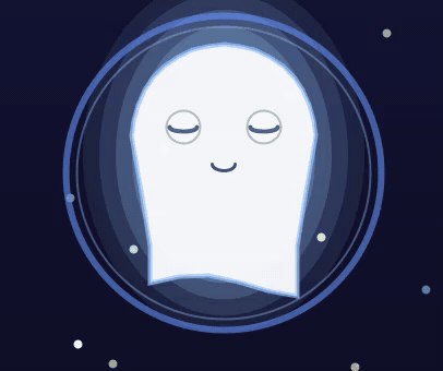 animated ghost floating on a night sky